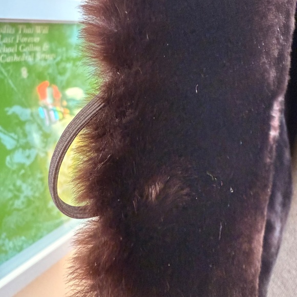 Luxe Vintage 60s Brown Mouton Fur Coat w/ Mink Collar Hudsons Bay Company - Picture 11 of 14